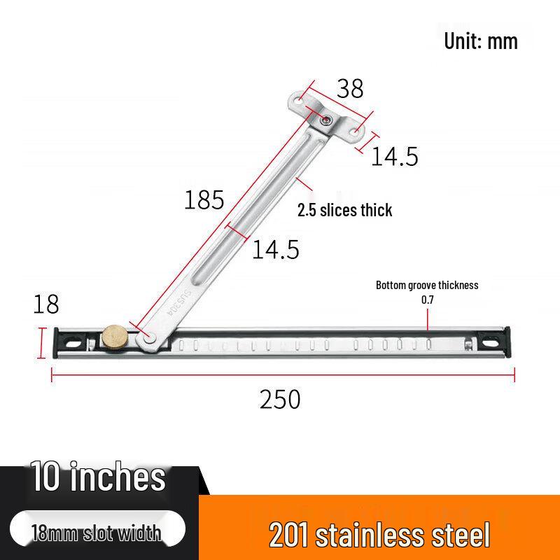 Rongyu Universal 10-inch 201 Stainless Steel Window Stay