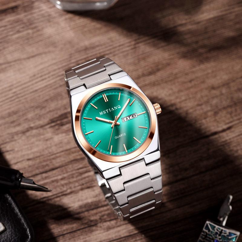 Fashion Premium Buckle Men'S Business Casual Double Calendar Boys Luminous Quartz Watch Men