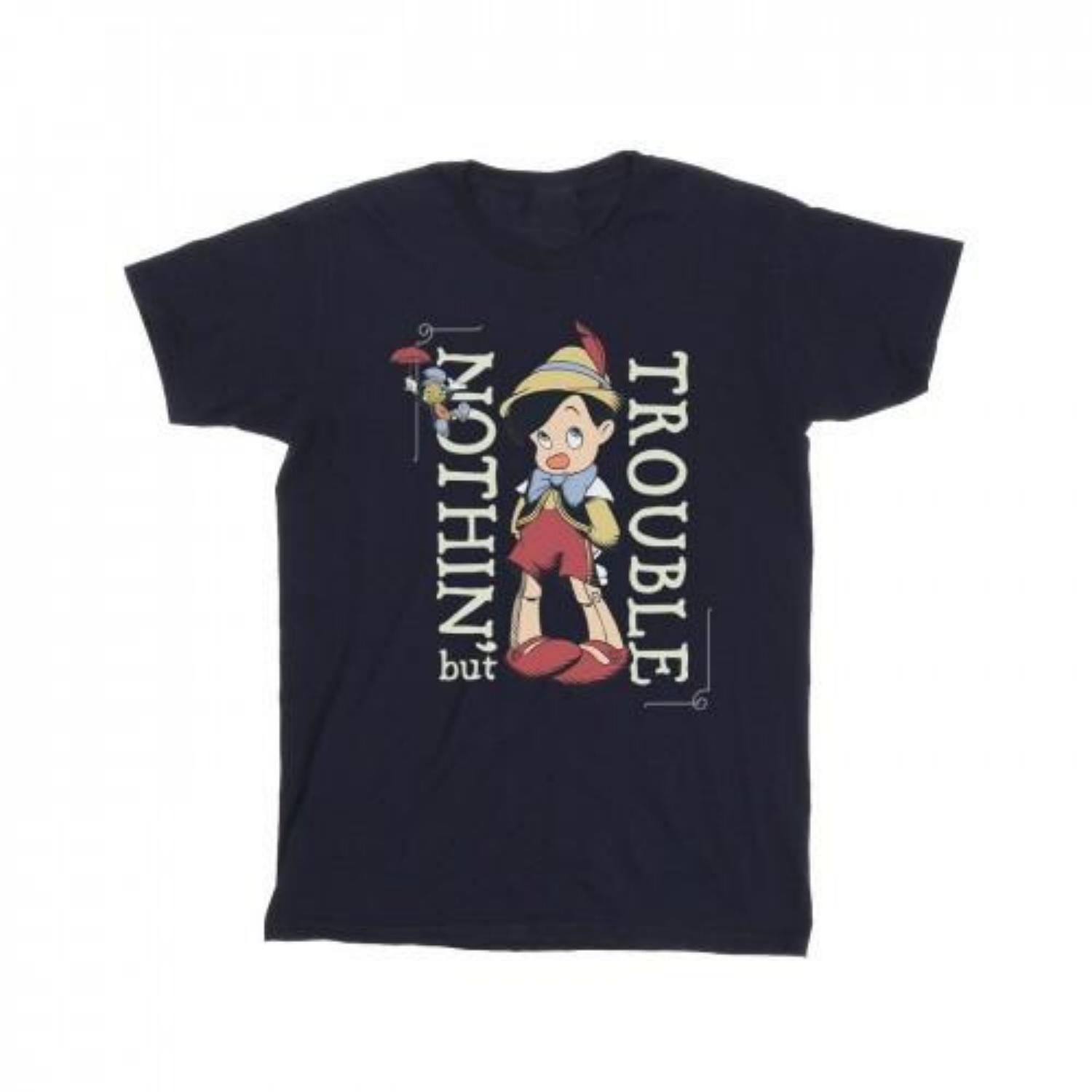 Disney Mens Pinocchio Nothing But Trouble T-Shirt S чёрный