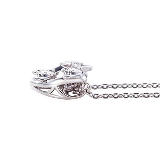 Cinnamoroll Dancing Stone Necklace Open Heart Silver 925 Cubic Zirconia.