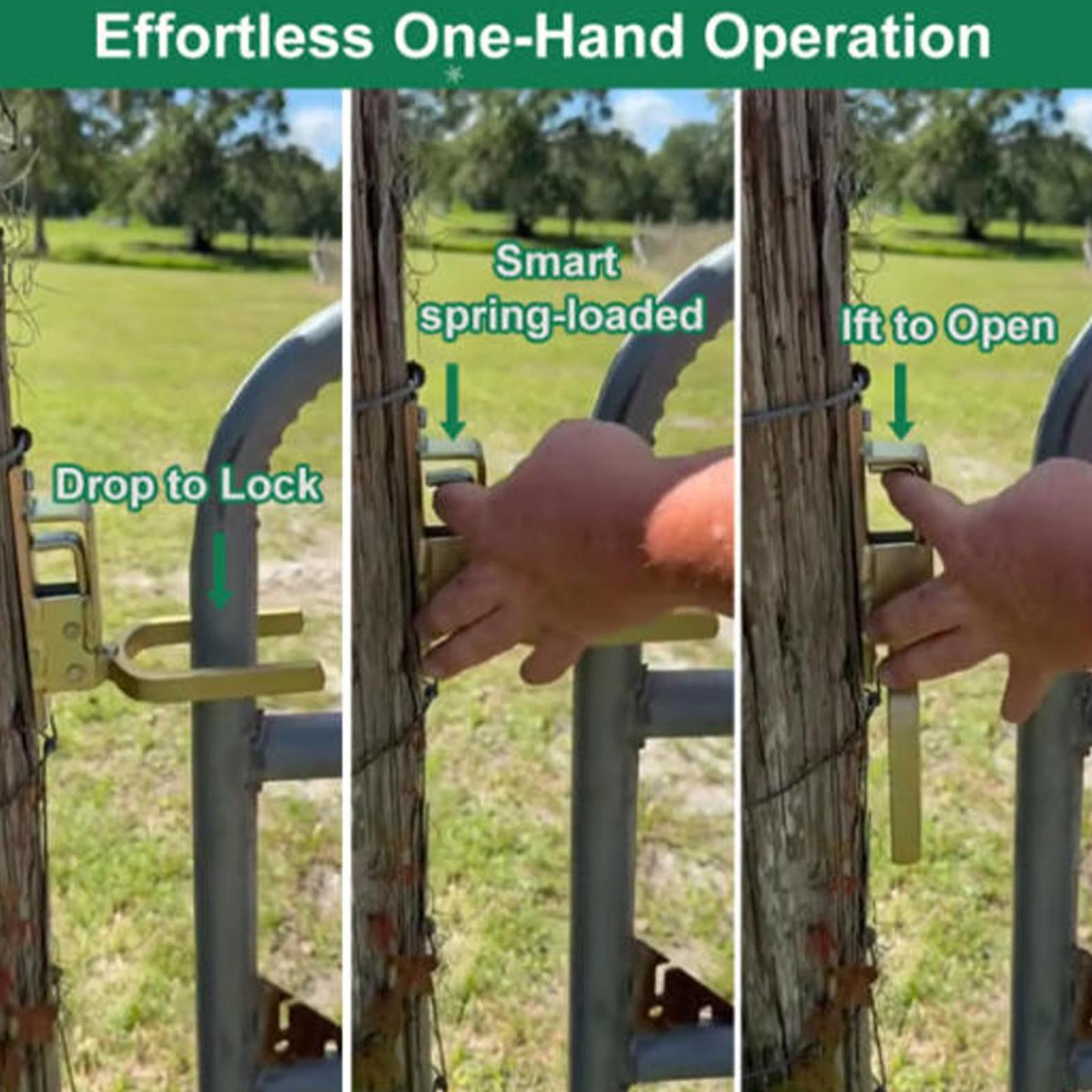 Self Closing Heavy Duty Spring Loaded Gate Latch Lock for Farm Ranch Shed Barn Garage Fence Door Security Outdoor