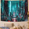Cyberpunk City Wall Tapestry Neon Urban Art Sci Fi Landscape Bedroom Decor Futuristic Cityscape Hanging Tech Design