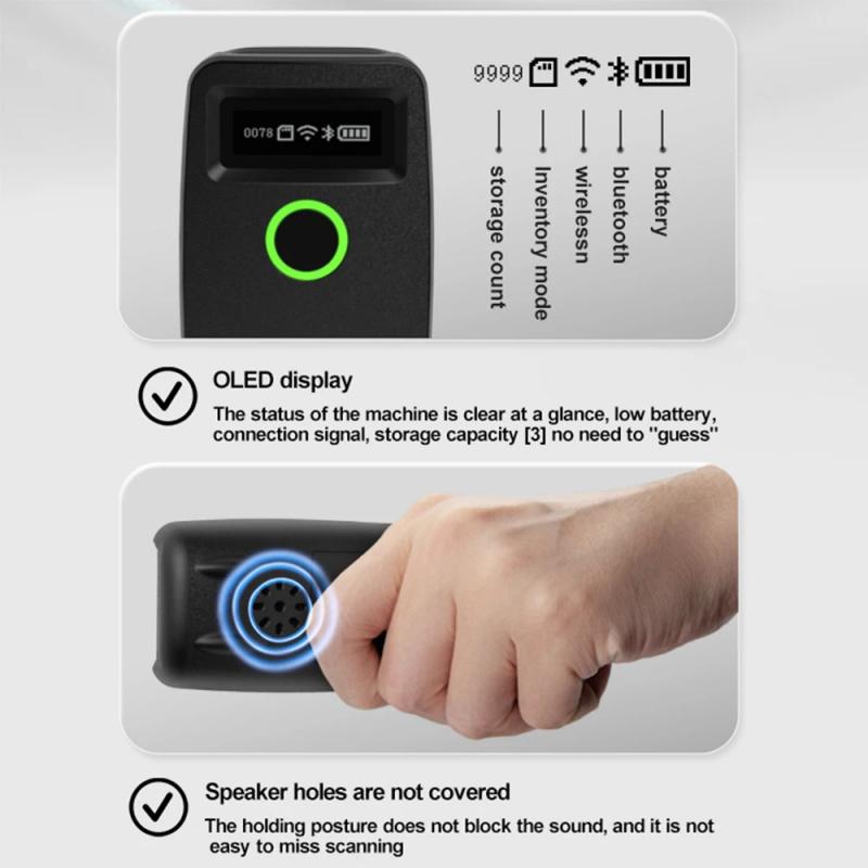 Scanner Codici a Barre 2D W7 Mini Wireless Bluetooth Portatile Manuale Lettore Codici 1D 2D QR Code Data Matrix PDF417 Con Funzione di Archiviazione