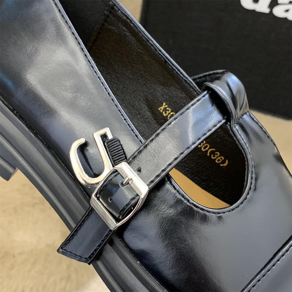 Fashion IPPEUM Mary Jane Shoes Lolita Leather Round Toe Buckle Women Flats Shoes Loafers