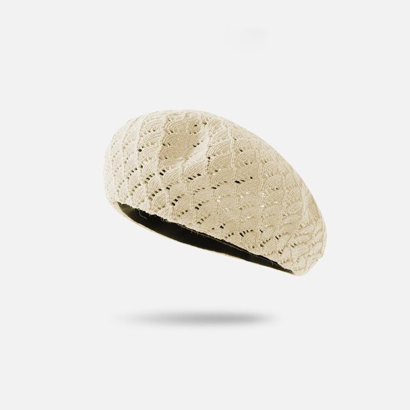 Classic Beret Hat For Women Summer Breathable Knit Fashionable Sun Protection Casual Accessory