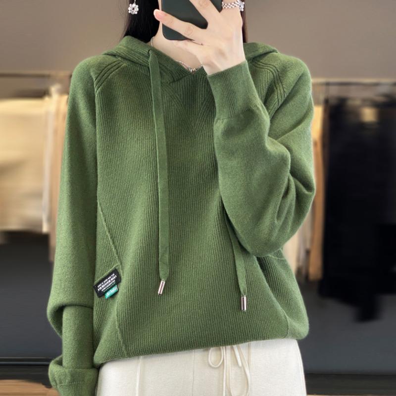 Osmanthus Jehlová Mikina pro Ženy Na Podzim a Zimu Nový Volný a Všestranný Pletený Svetr Šetrný k Pokožce a Hřejivý Mikinový Svetr