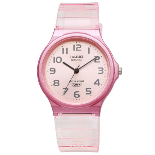 Casio Casio Standard Cheap Casio Pop Women's Quartz Analog Watch with 3 Hands, Resin, Pink Skeleton, MQ-24S-4B
