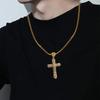 Hip Hop Vintage Cross Pendant Necklace For Men Women Rock Punk Shiny Iced Out Zircon Gold Color Link Neck Chain Jewelry Gifts