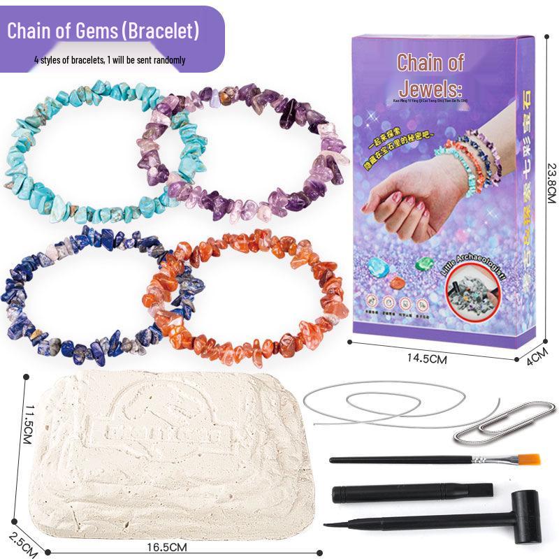 Children s Dinosaur Fossil Gemstone Digging and Bracelet-Making Toy Set