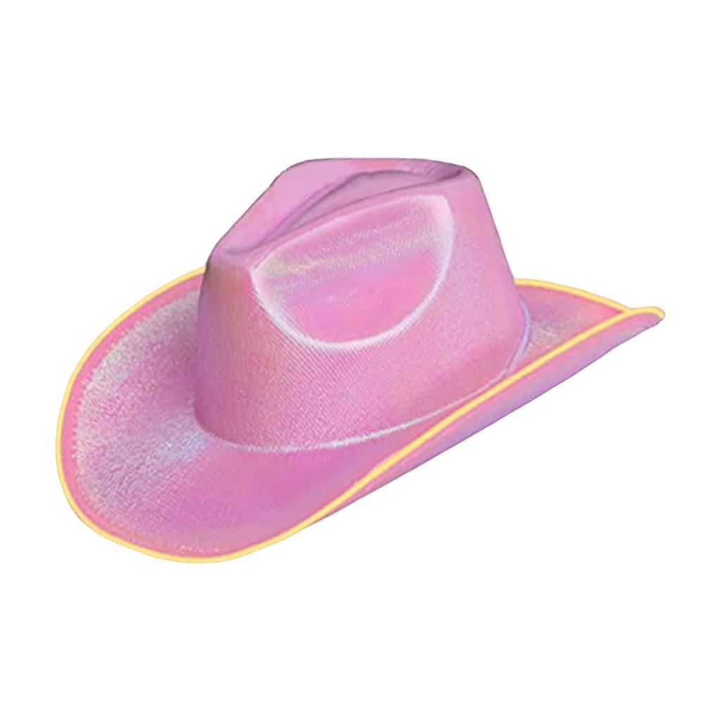Light up Cowboy Hat Wide Brim Rave Cap Headgear Costume LED Cowboy Hat for Party Role Play Music Festival Concerts Bridal Shower