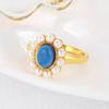 Inlaid Sapphire Small Pearl Ring Women's Retro Temperament Niche Light Luxury Fashion Atmospheric Ring Jewelry