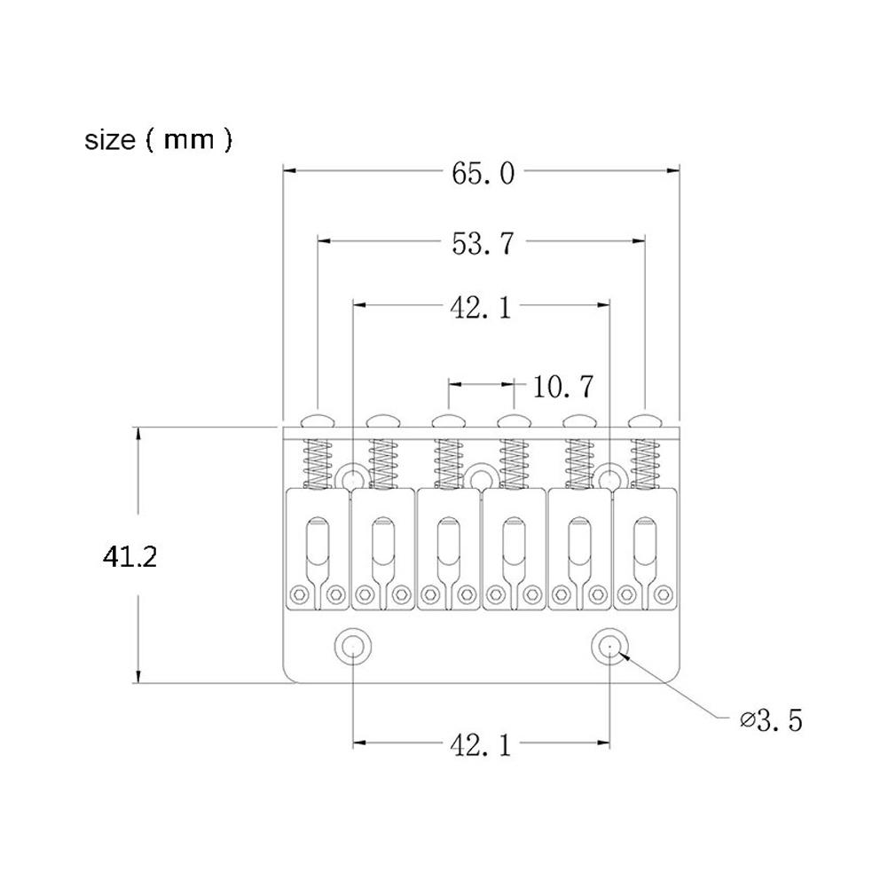 6 String 65mm Metal Fixed Guitars Hardtail Saddle Bridges Guitar Tailpiece Bridges Electric Guitar