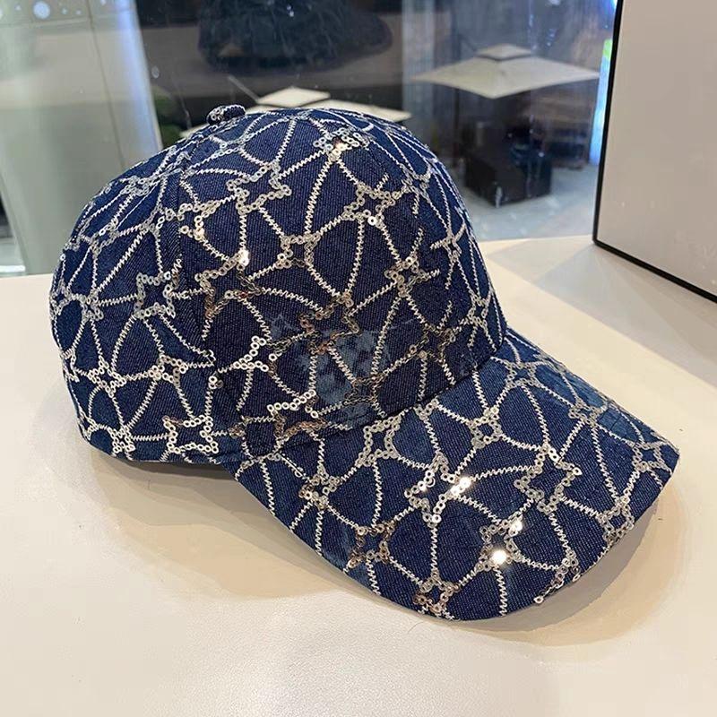 Hat Women's Sequins Fashion Baseball Cap Summer New Casual Sunshade Sunscreen Hollow Internet Celebrity Cap