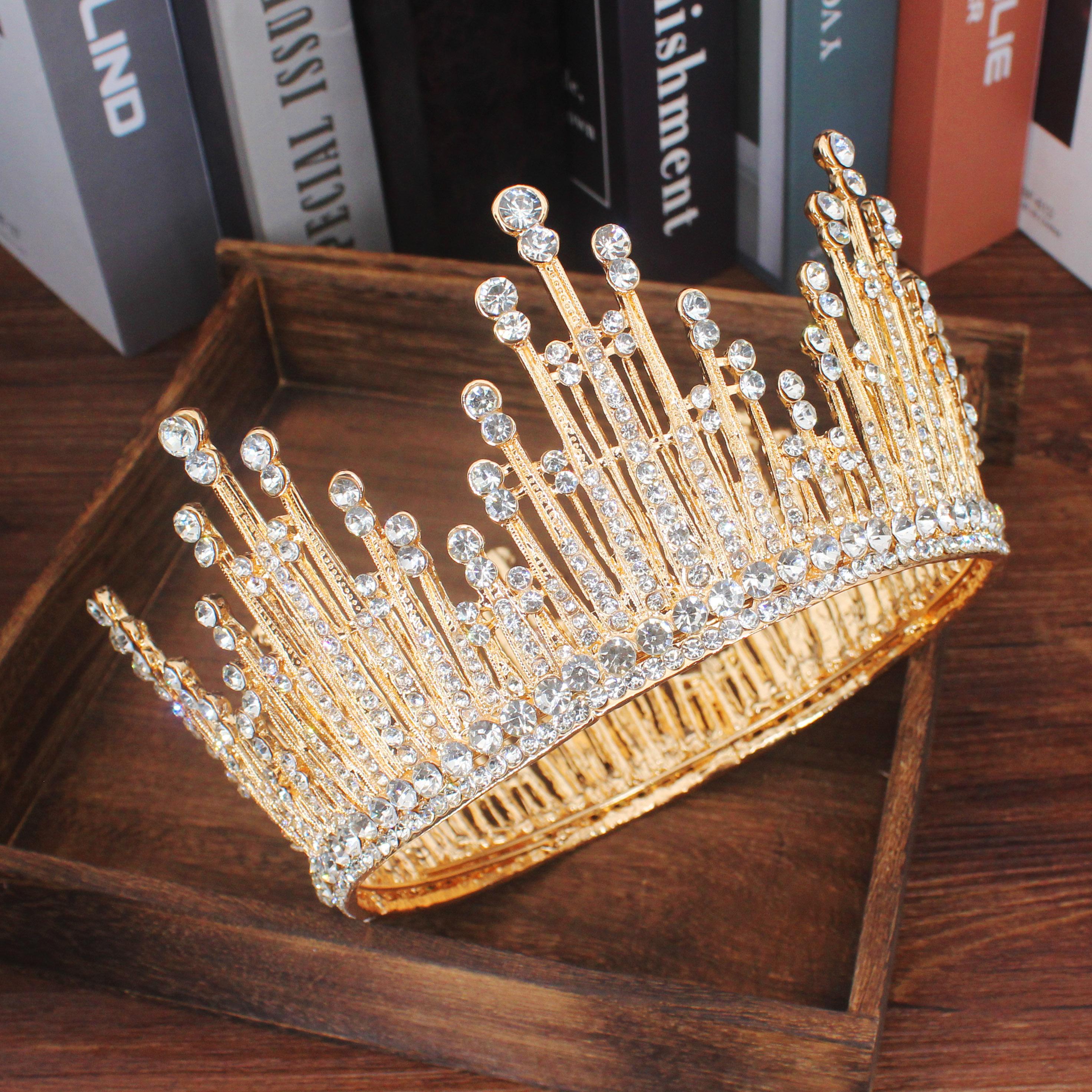 

Full Crystal Queen Tiaras and Crowns Wedding Bridal Hair Jewelry Accessories for Women Pageant Diadem Bride Hair Ornaments