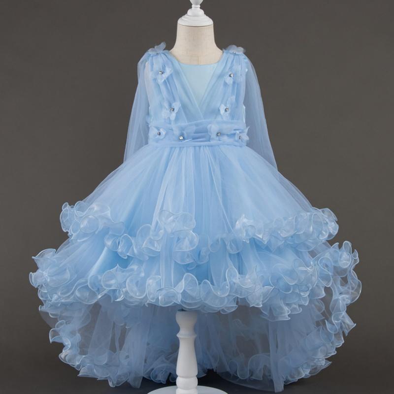 

Дівчача сукня Шарм Метелик Висока Низька Квітка День народження Формальний конкурс святкування Різдво дівчаток сукня Vestidos Para 140 синій