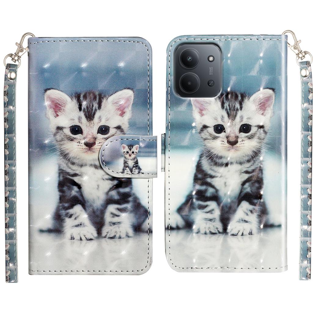 For Xiaomi Redmi 15C 4G (EU) (173mm)/15C 5G (EU) (173mm)/Poco C85 4G (173mm) Case Pattern Print Leather Phone Cover with Strap