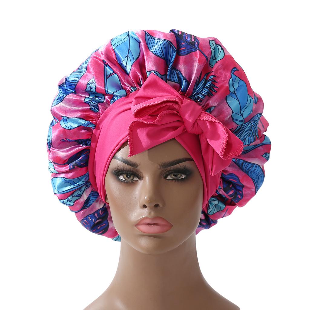 Extra Large Satin Bonnet Long Tail African Style Print Bonnets For Women Shower Cap Womans Hats Hair Bonnet For Sleeping