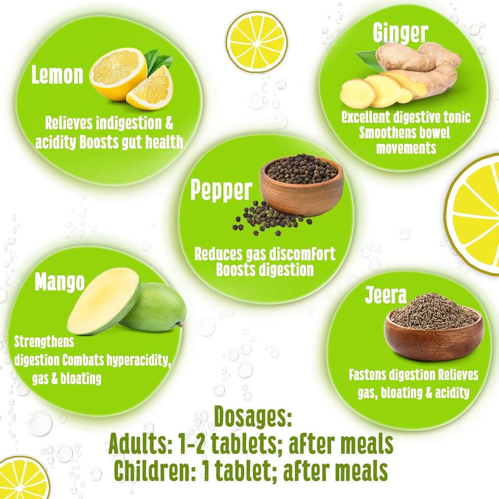 Dabur Hajmola Limcola Digestive Tablets 120 Tabs – Tangy Lemon Flavor for Natural Digestion Support, Relieves Constipation, Refreshing Taste