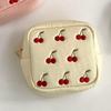 Embroidered Cherry Cosmetic Bags Handbag Earphone Lipsticks Sanitary Pads Storage Organizer Pouch Portable Women's Makeup Bag