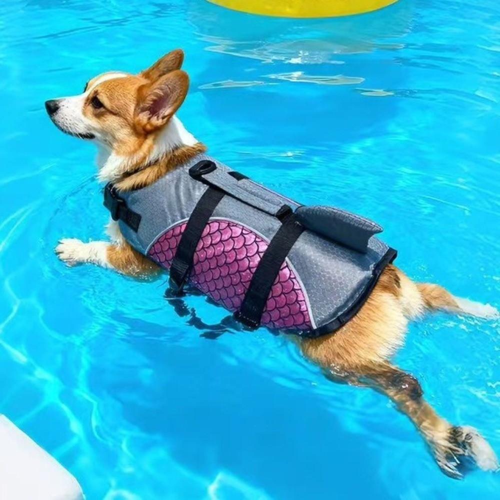 Shiny Scales Dog Life Jacket Strong Buoyancy Puppy Safety Vests Dog Swimming Suit  Pet Safety