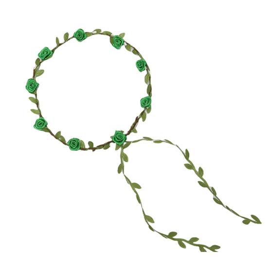 Assorted Colored Rose Flower Crown for Women Floral Bohemian Headpiece Fairy Wreath Headband with Green Leaves for Wedding Party