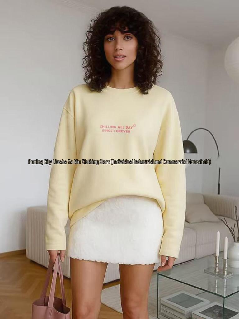 Women's European-American Style 100% Cotton Slimming Long Sleeve T-Shirt for Early Autumn