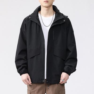 Chaqueta Deportiva para Niños 2025 Nueva Holgada Casual con Capucha para Primavera Otoño Color Sólido Cortavientos Impermeable