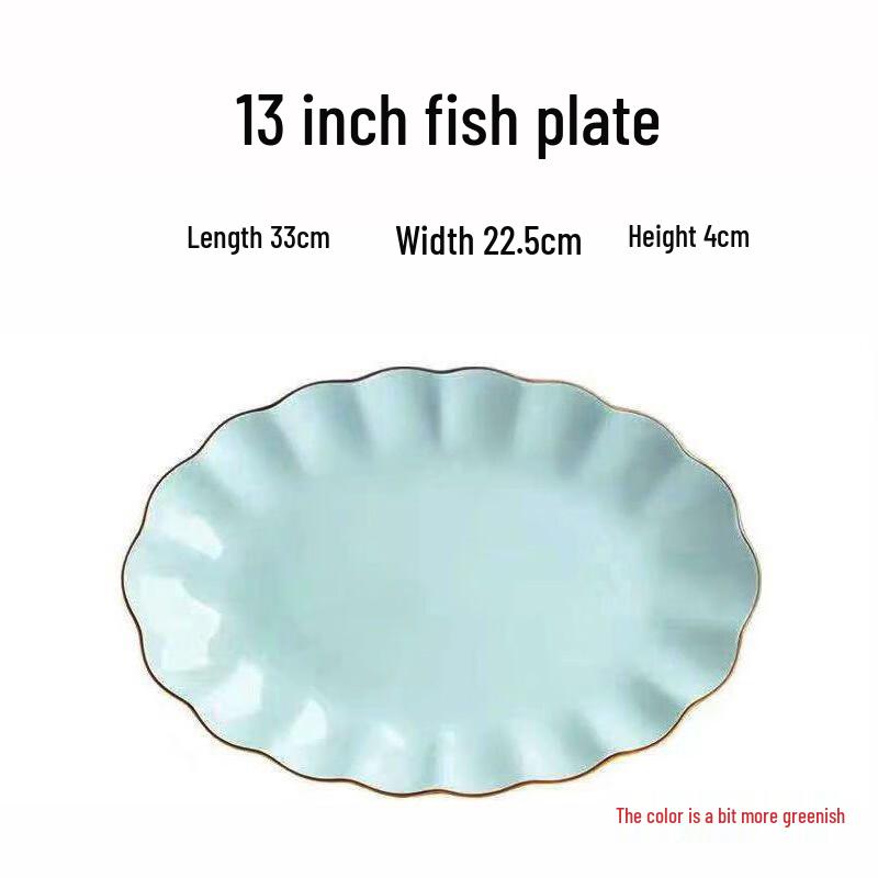 Pumpkin Green 13-inch Ceramic Fish Plate