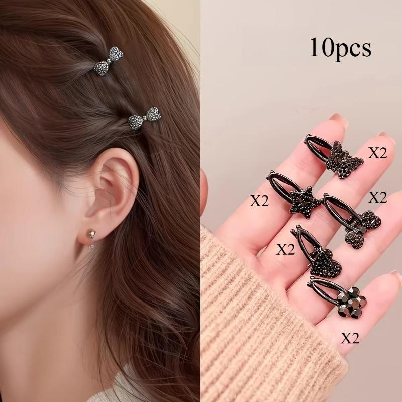10 Small Rhinestone Butterfly Side Duckbill Clips, Rhinestone Hairpin High-End Hair Clip Mini Bangs Clip Hair Additions 10-piece small rhinestone hair clip