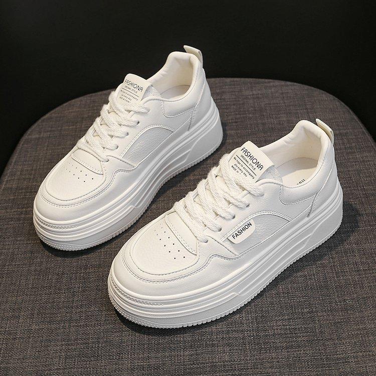 Real Soft Leather Little White Shoes Women's 2025 Summer New Versatile Popular Thick-soled Heightening Soft-soled Versatile Casual Sports Shoes