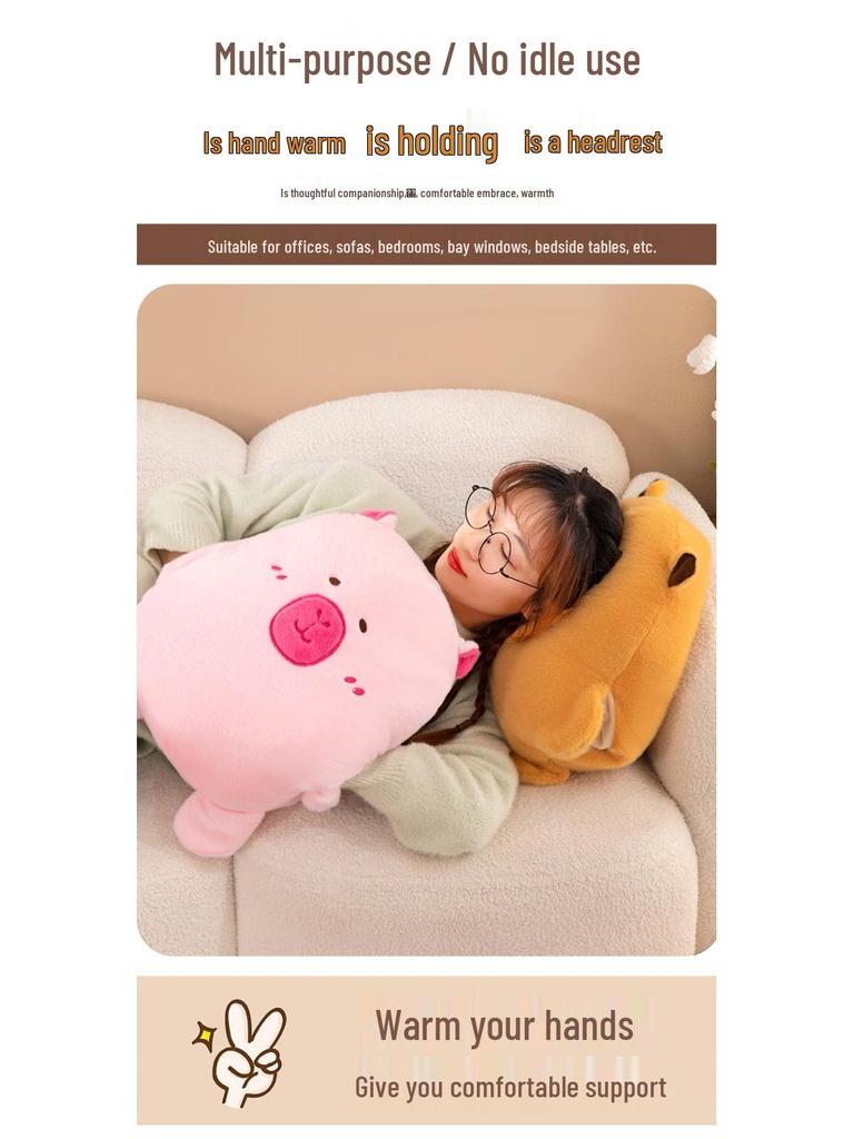 Winter Capybara Hand Warmer Plush Toy: Cute Anti-Freeze Hug Pillow for Students