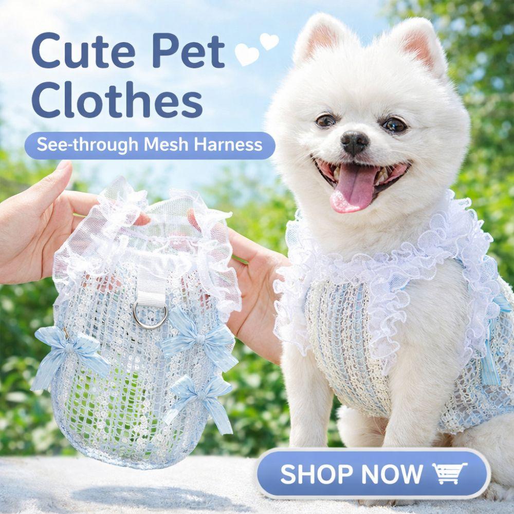Hollow Cat Dog Vest Lace Bow Pet Princess Dress Cute Pet Shirt  Dog Cat Supplies