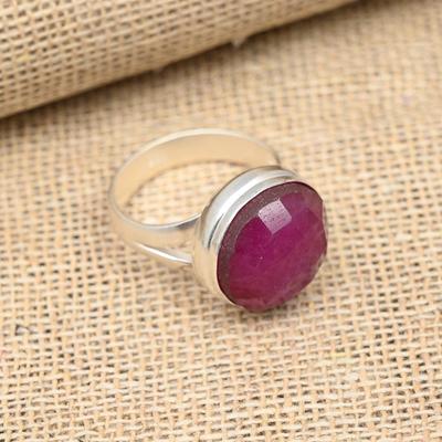 Kashmiri Red Ruby Gemstone Handmade Solid 925 Sterling Silver Ring Jewelry