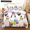 Cartoon Dog King Queen Duvet Cover Lovely Illustrated Pet Puppy bedding set  Animal Quilt Cover 2/3pcs Polyester Comforter Cover
