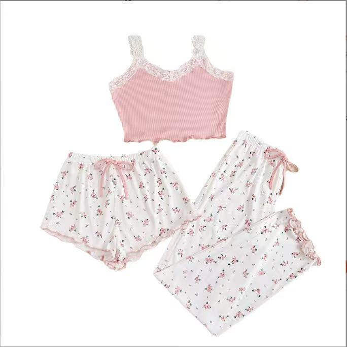 2025 Summer Heart Print Camisole & Shorts Pajama Set - Sweet Girl Loungewear