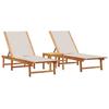 VidaXL Chaises longues lot de 2 table gris bois d'acacia et textilène, lit de soleil, lit de repos, chaise longue 3279253
