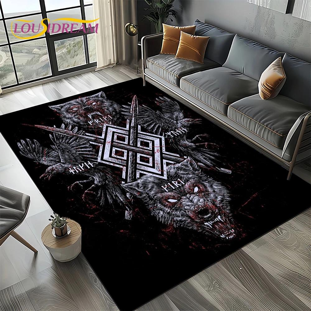 Odin Viking Symbol Valknut Nordic Valhalla Carpet Rug for Living Room Bedroom Home Sofa Decoration,Area Rug Non-slip Floor Mat