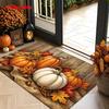 1pc Soft Flannel Fall Pumpkin and Maple Leaf Print Doormat, Indoor Non-Slip Rug, Machine Washable and Fade-Resistant, Suitable for Living Room, Bedroo