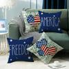 Holiday Independence Day Striped Simple Pillow Cover Love Star Element Letter Print Living Room Cushion Cover