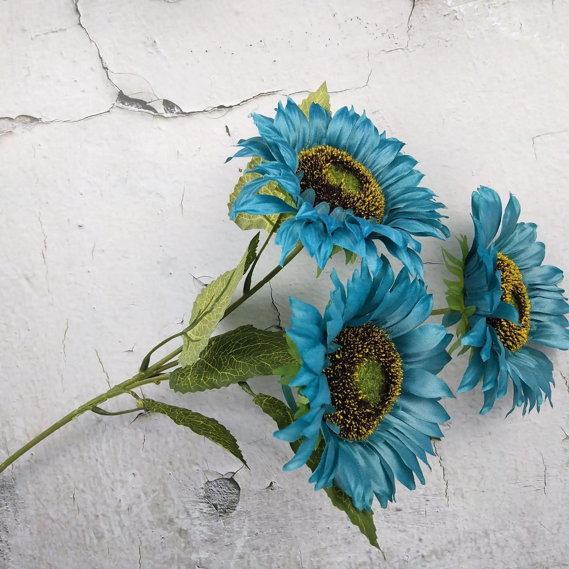 

3 Head/Bundle Hot Selling Sunflower Decoration Home Handicraft Simulation Bouquet Artificial Flower Silk Wedding Decoration синій