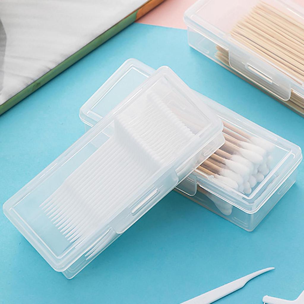 Cotton Swab Container Small Earring Organizer Small Transparent Cotton Ball Holder Portable Cotton Swab Holder Case