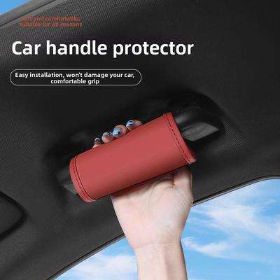 1pcs Car Handle Protector Versatile Car Roof Handle Cover Leather Protective Sleeve Sweat Absorbent Anti Car Interior Accessory