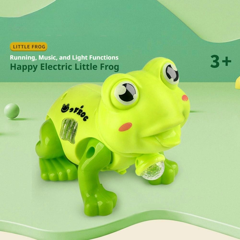 Electric Jumping Frog Toy Pull Along Walking Frog with Light Music Toddler Interactive Educational Toy