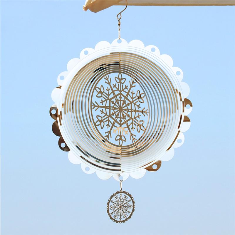 M-Modern-3D Rotating Wind Chime Snowflake Decoration Wind Chimes Outdoor Hanging Decoration