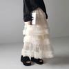 Japanese Style Spring/Summer Women's A-Line Midi Skirt with Anti-Exposure Hand-Stitched Three-Layer Net Yarn
