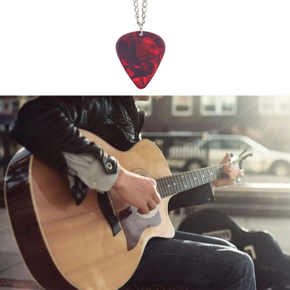 Gitarrenplektrum Halskette Herz Rubin Anhänger Halskette Seltsame Horror Gitarrenplektrum Anhänger Halskette Cosplay Schmuck Geschenke