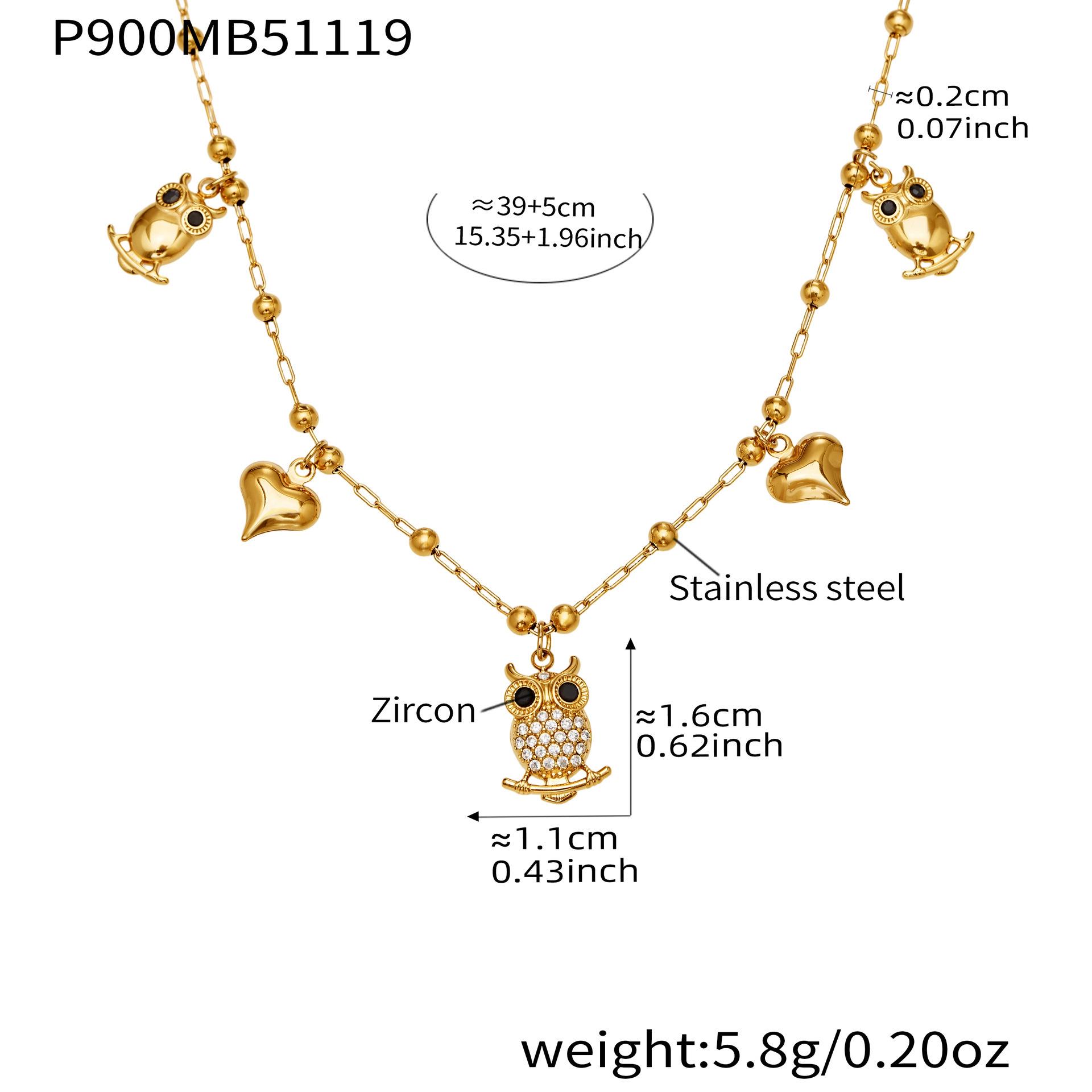 European Style Rhinestone Heart Pendant Necklace Set with Tassel and Stainless Steel Clavicle Chain
