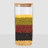 Square Glass Kitchen Storage Jar with Lid, Moisture-Proof Tea and Grain Container, Transparent