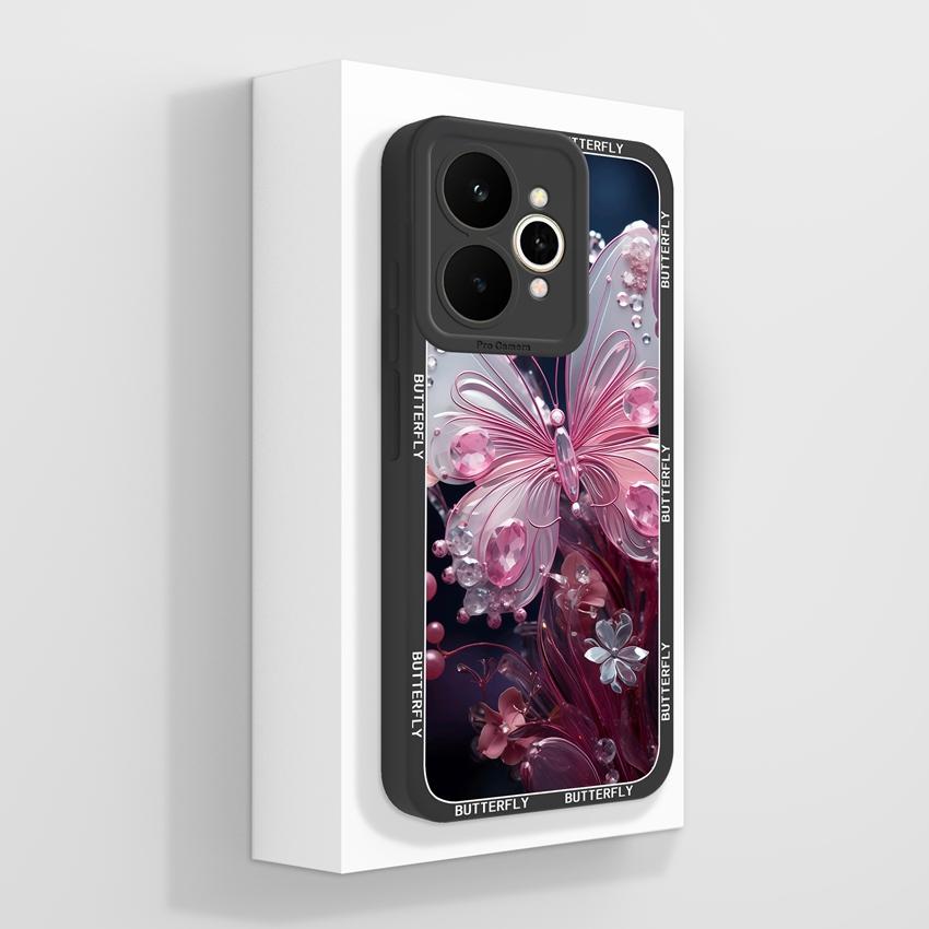 For Oppo Realme 15 16 11 10 Pro 15T 15X 11X Phone Case Pretty Crystal Butterfly Patterns Fashion Shell Smooth Liquid Silicone Premium Protective Cover