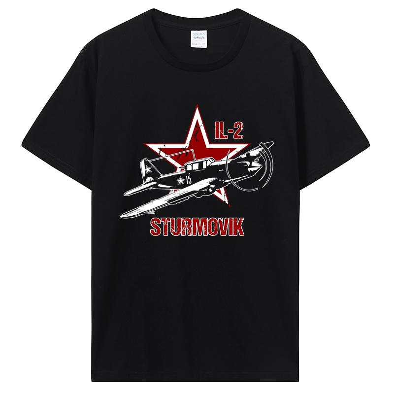 Ilyushin IL2 Sturmovik Russian Star Warbird Aircraft WW2 Red t-shirt Men Cotton O-neck Tshirt Hip Hop Tees Streetwear Harajuku 3XL
